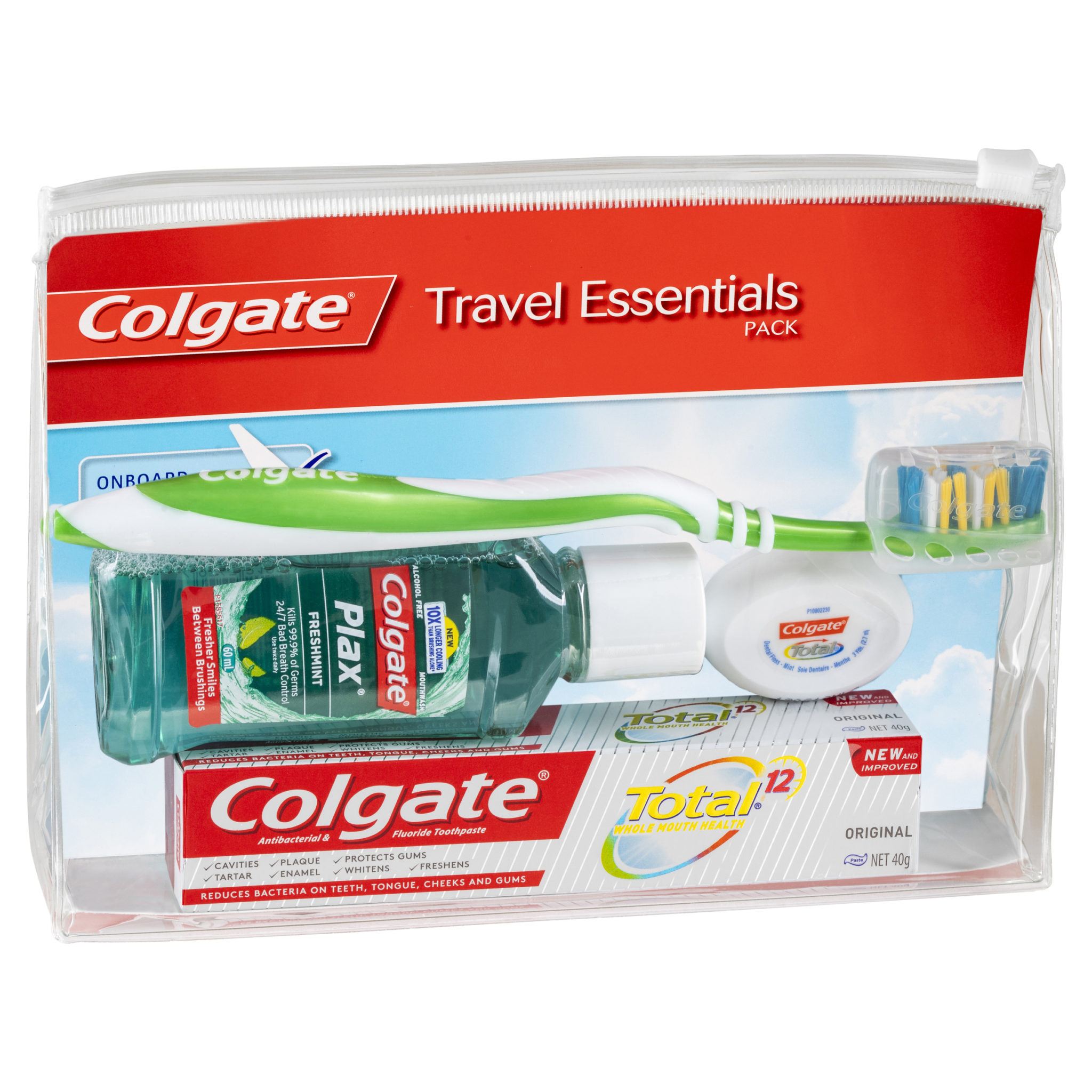 Colgate Travel Essentials Kit, Toothbrush, Toothpaste, Mouthwash, Floss ...